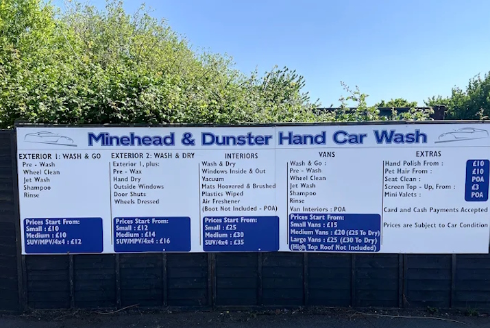 Minehead and Dunster Car Wash